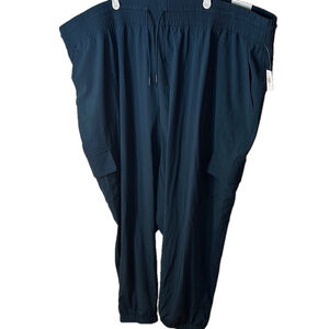Old Navy stretch tech quick dry mid rise ankle navy track pants size 4X NWT